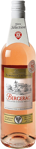 Bouteille de vin rosé AOP Vin Rosé Bergerac « Terrasses D’autan », millésime 2025/2026 — vignoble Sud-ouest